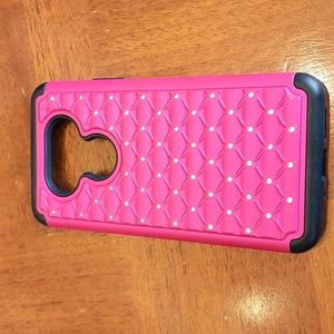 Hot pink rhinestone cellphone case for LG G 5 phone